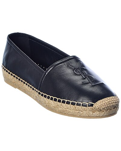 Debossed Logo Leather Espadrille