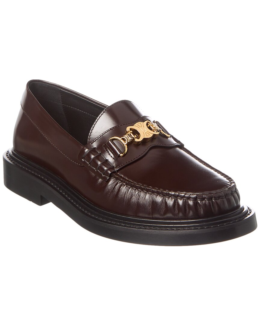 Celine Universite Triomphe Chain Leather Loafer In Brown