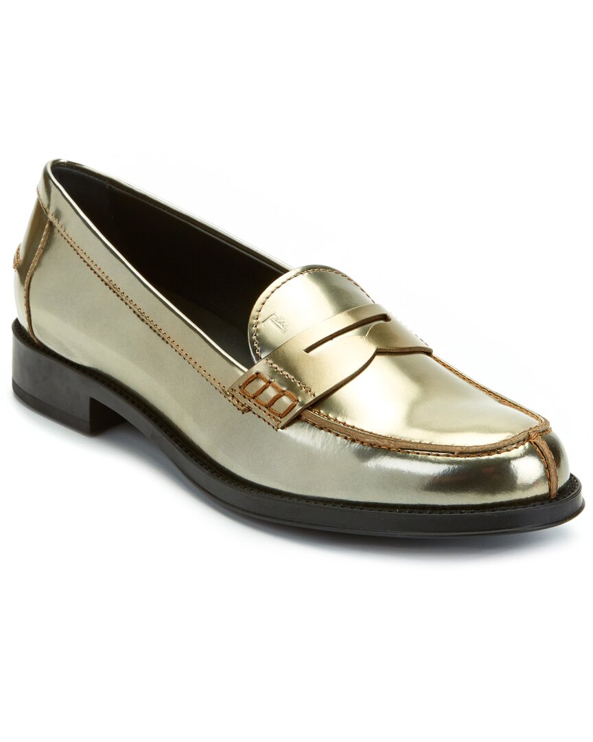 TOD'S TOD’S METALLIC LEATHER PENNY LOAFER