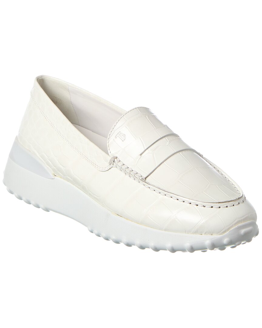 TOD'S TOD’S GOMMINO CROC-EMBOSSED LEATHER PLATFORM LOAFER