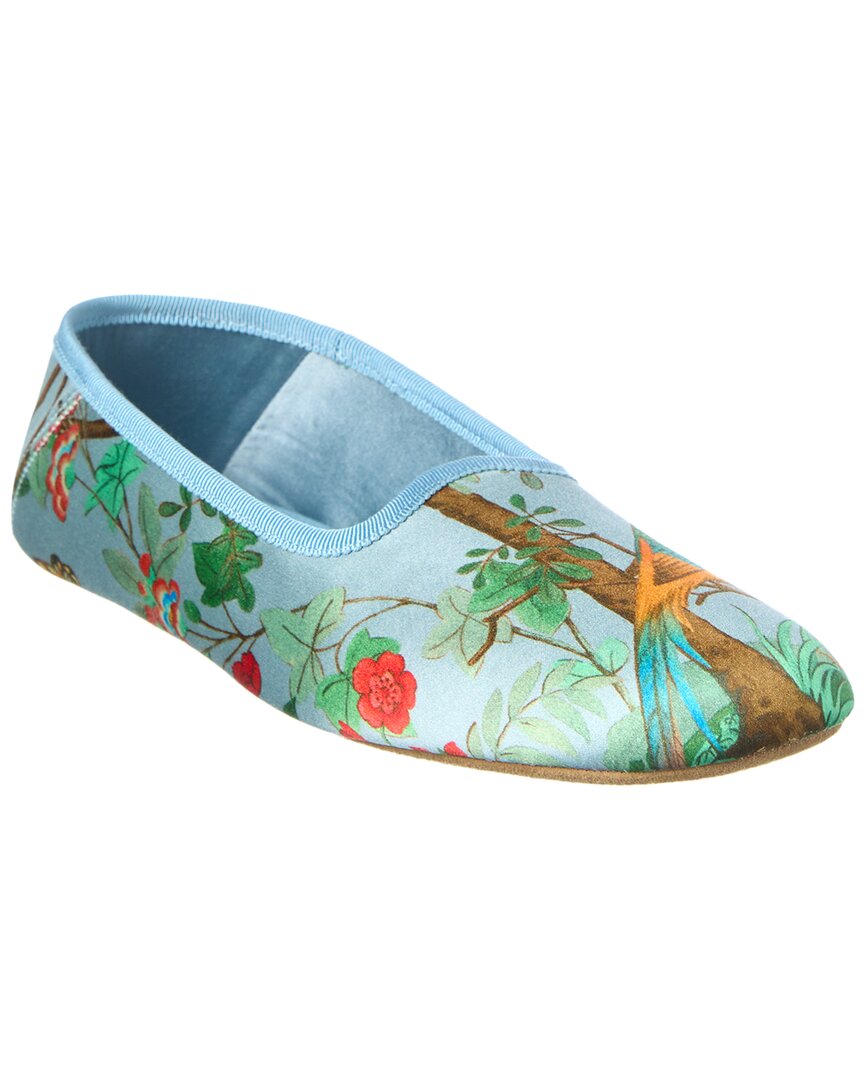 Shop Gucci Satin Slipper In Blue
