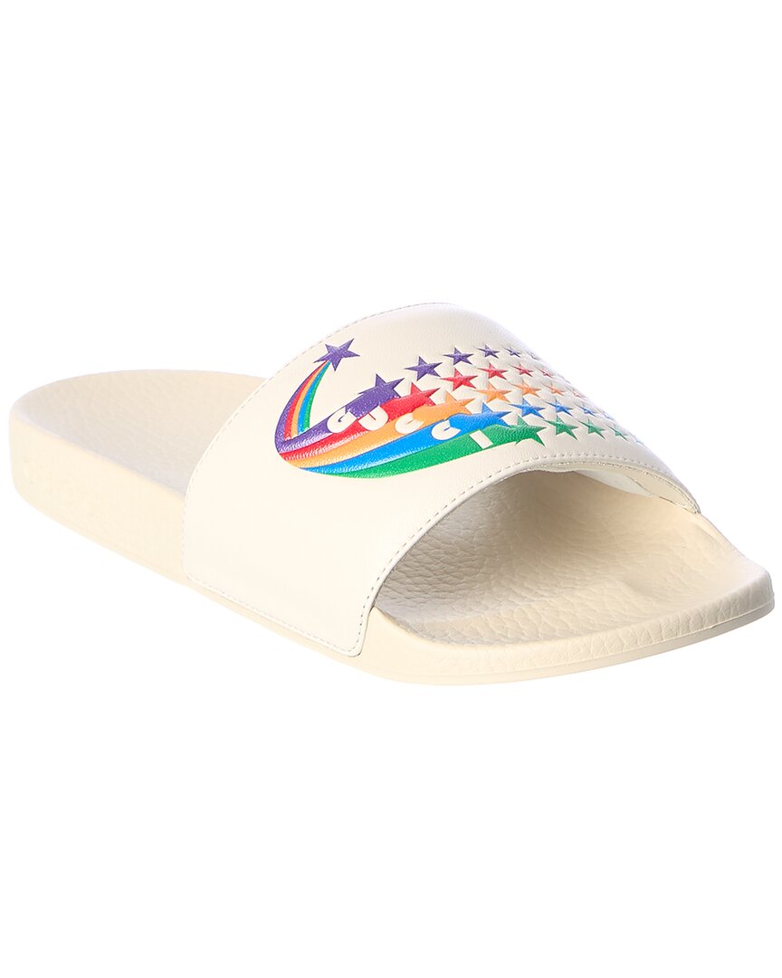 Gucci Leather Slide In Beige
