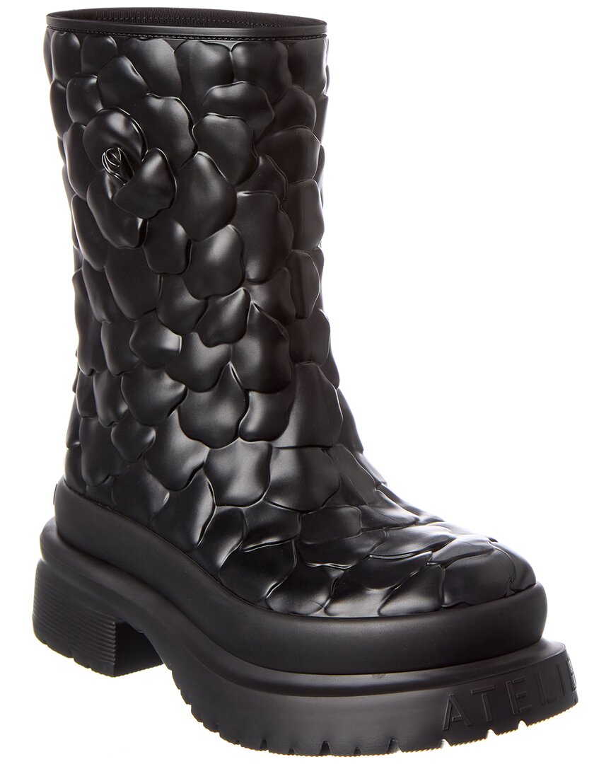 Valentino Garavani Atelier 03 Rose Edition Rubber Boot In Black | ModeSens