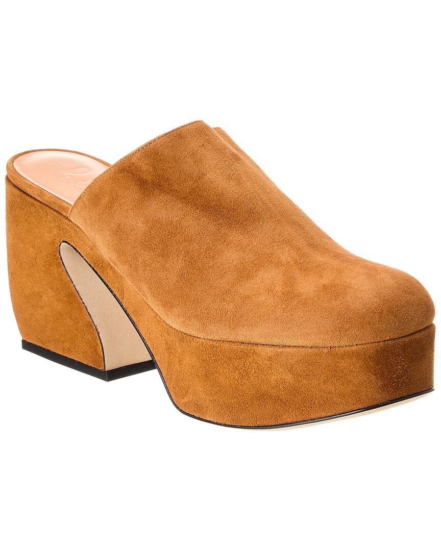 Sergio Rossi Suede Platform Mule In Brown