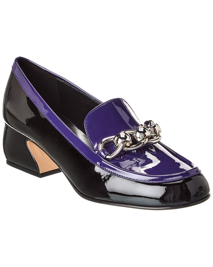 Sergio Rossi Patent Loafer In Blue