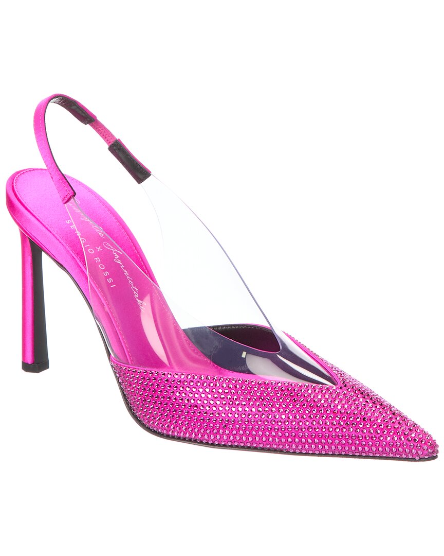 Sergio Rossi X Evangelie Smyrniotaki Satin & Vinyl Slingback Pump In Pink