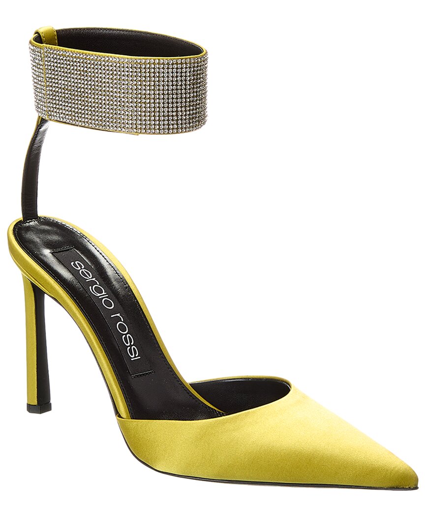 Shop Sergio Rossi Paris 95 Satin Pump In Green