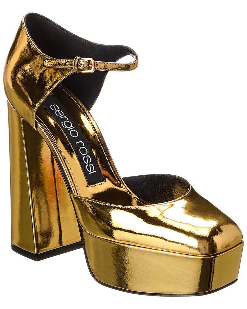 Sergio Rossi Woman Pumps Gold Size 7 Leather In Metallic