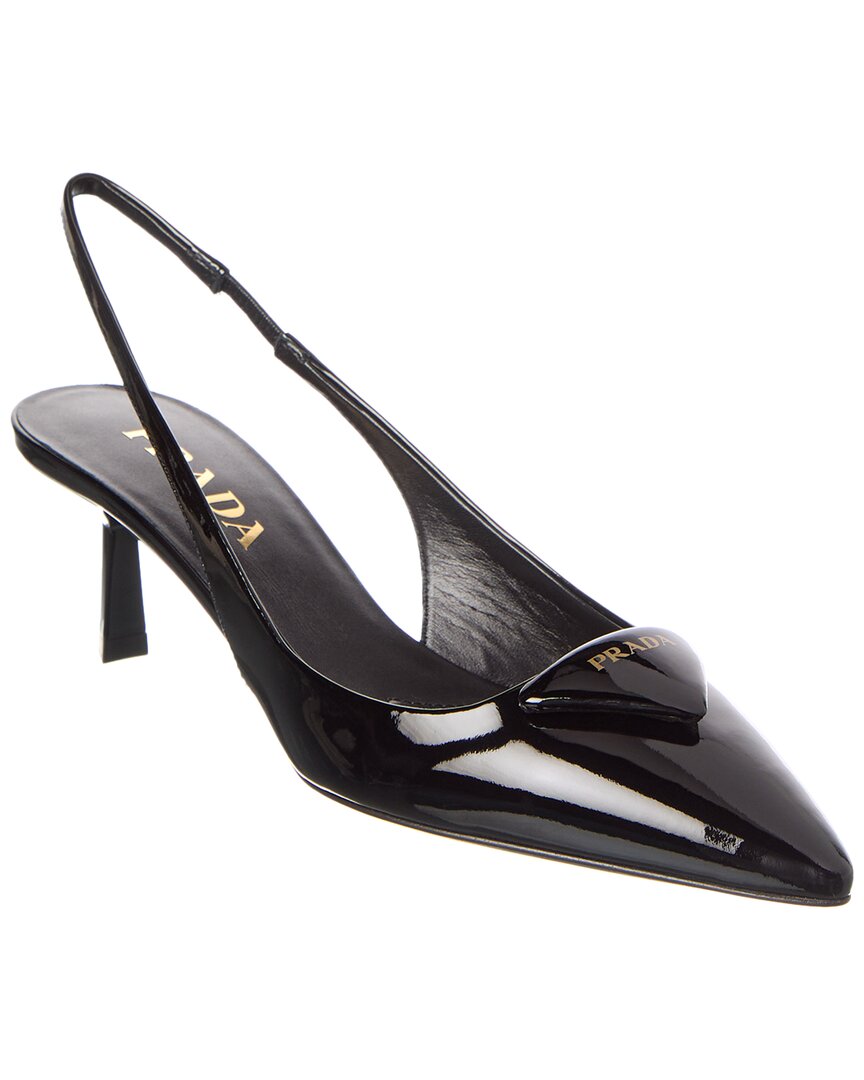 Prada Patent Leather Slingback Pumps In Black