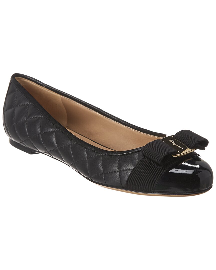 Shop Ferragamo Varina Quilted Leather Ballet Flat In Black