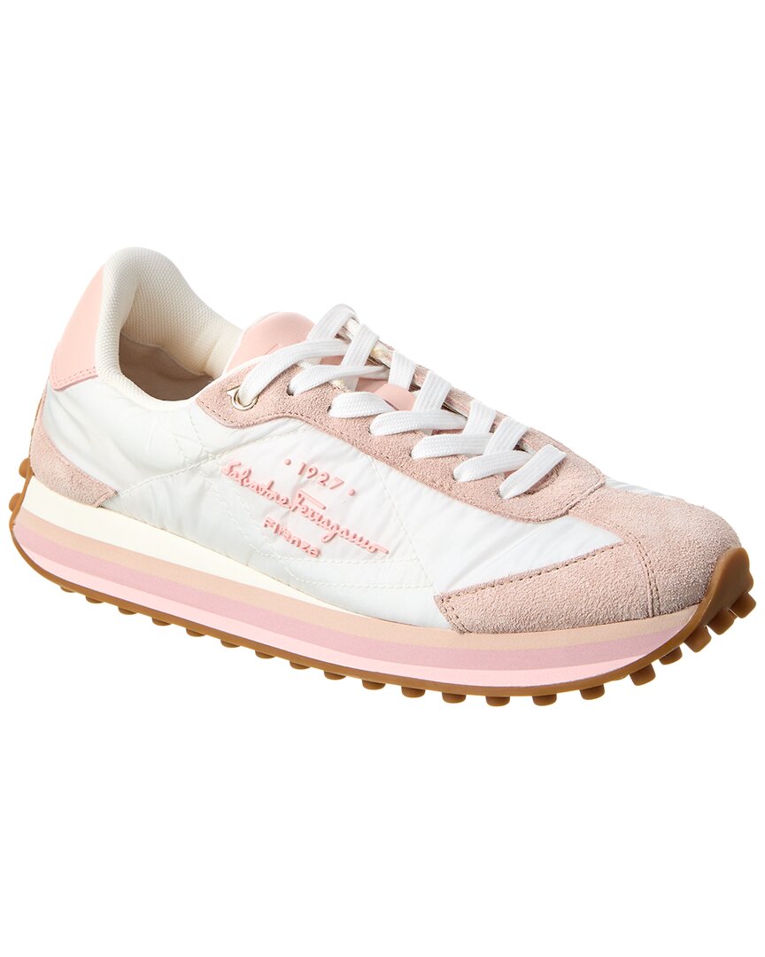 Ferragamo Iggy Colorblock-heel Retro Sneakers In White