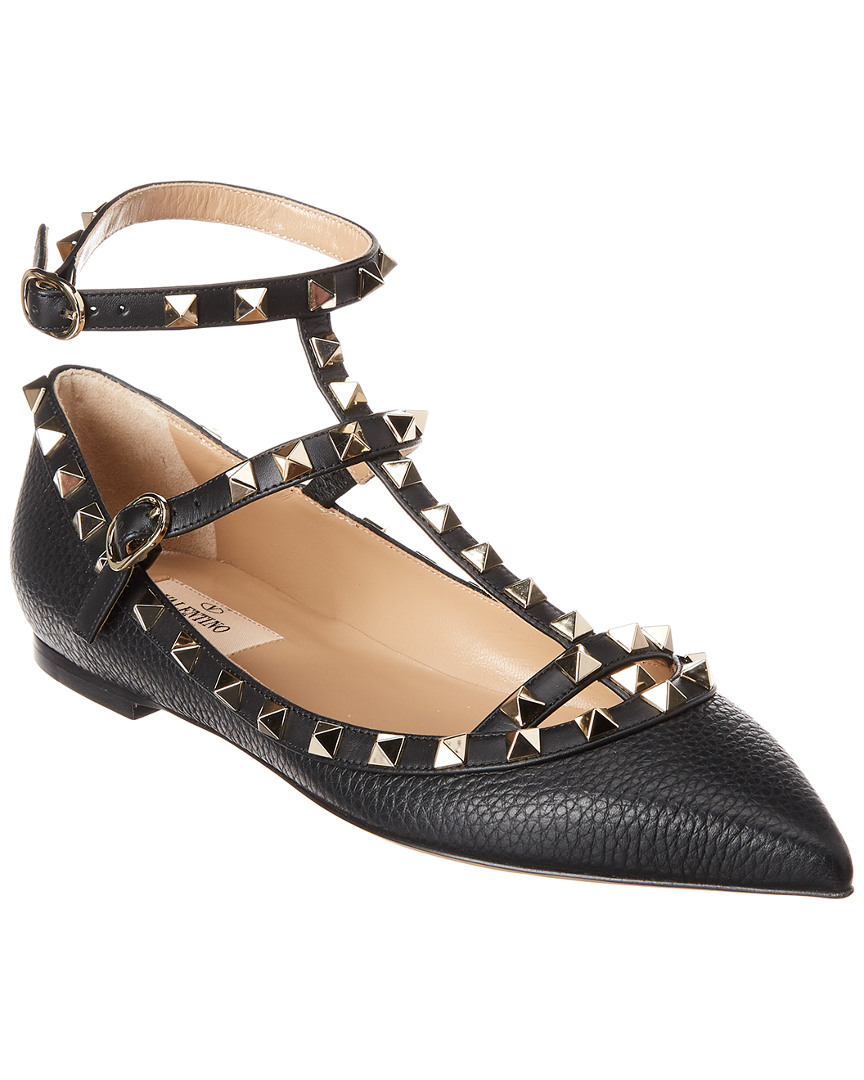 valentino rockstud caged leather ballerina flat