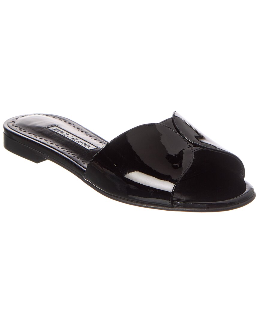 Manolo Blahnik Houramu Patent Sandal In Black