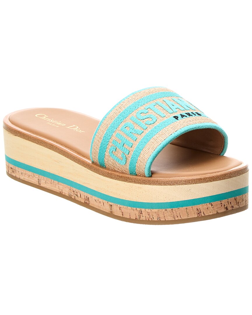 Dior Dway Canvas Platform Slide In Blue