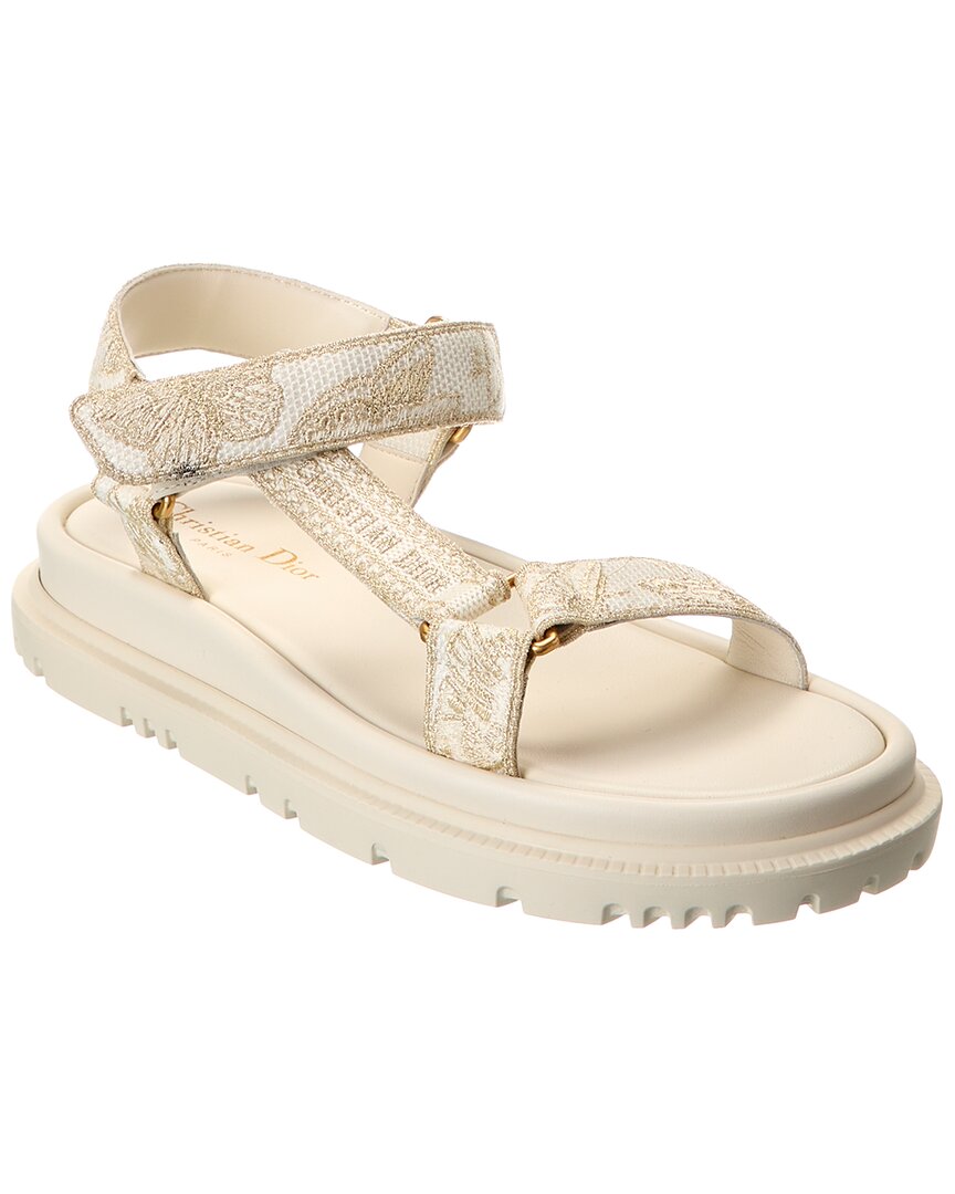 Dior D-wave Canvas Sandal In White