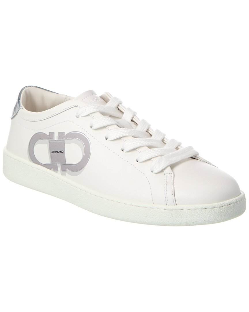 Ferragamo Double Gancini Sneaker In White