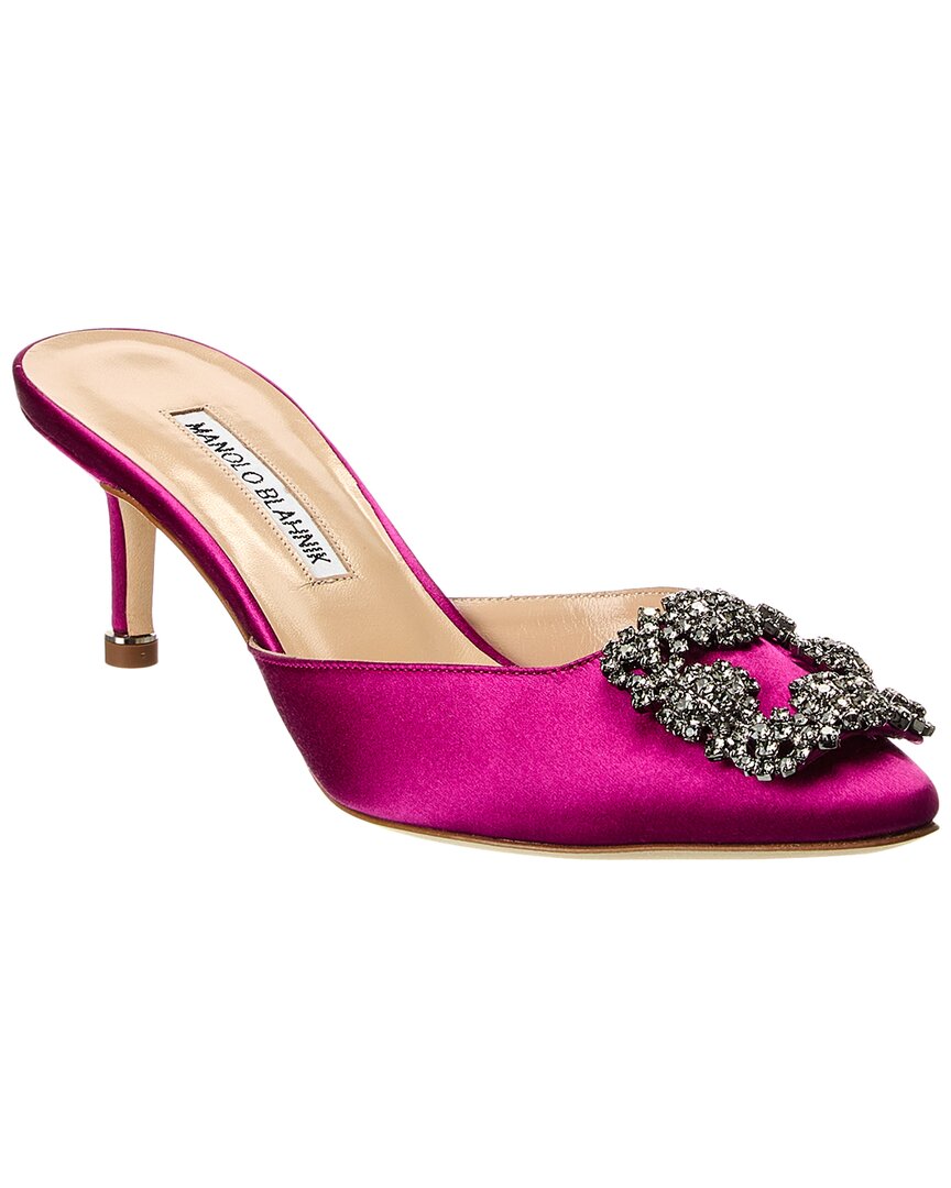 Manolo Blahnik Hangisimu 50 Satin Mule In Pink