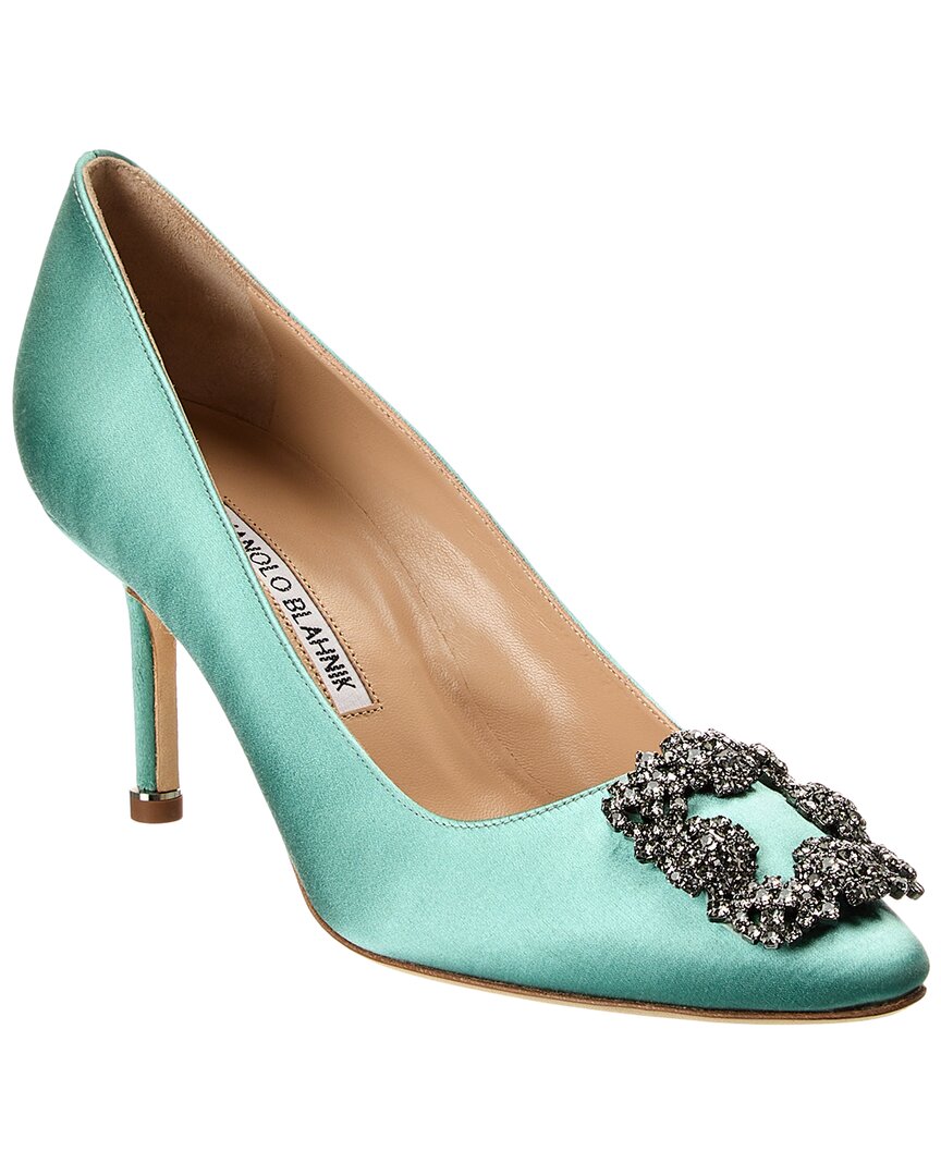 Manolo Blahnik Hangisi 90 Satin Pump In Green