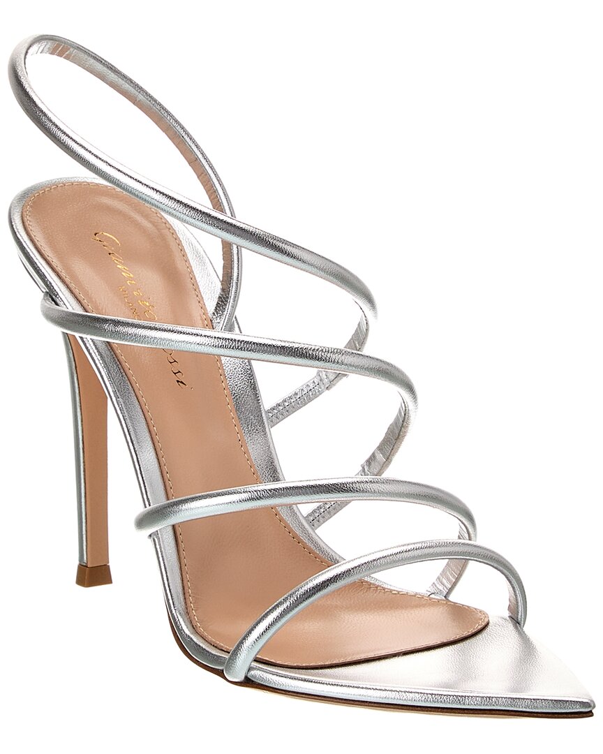 Gianvito Rossi Ettie 105 Stiletto Heel In Silk Silver In Metallic