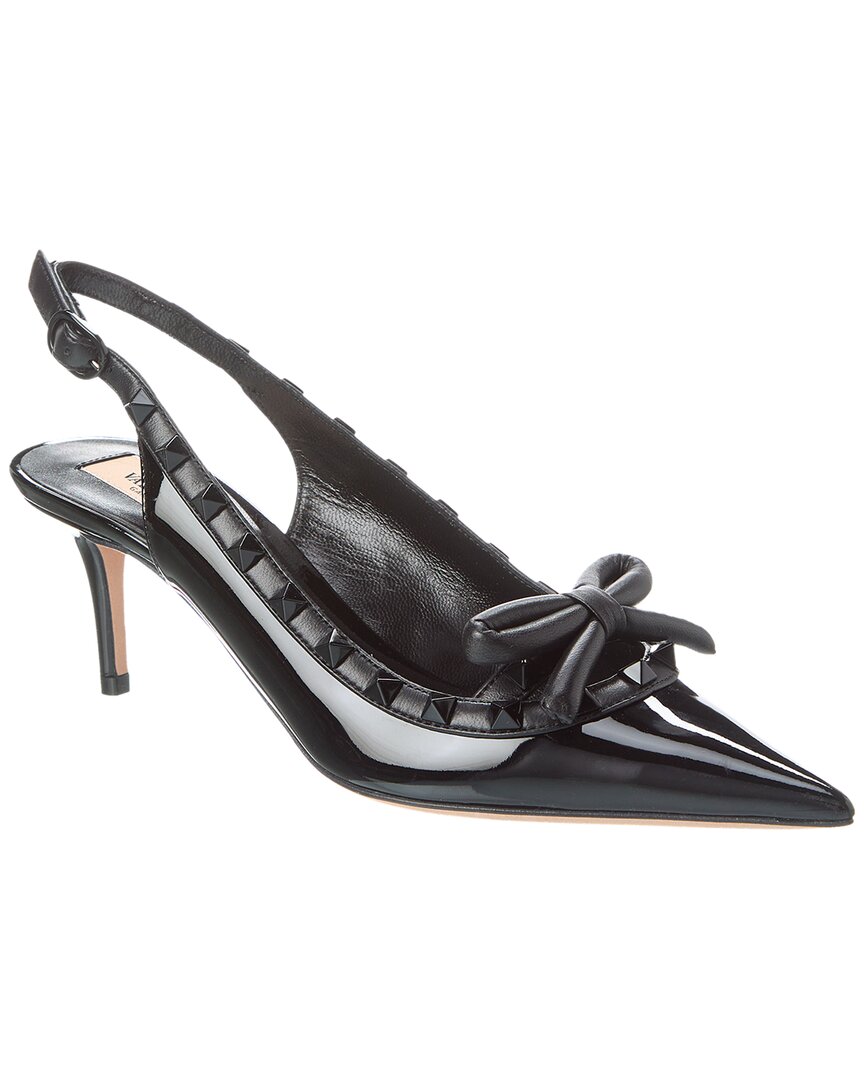 Valentino Rockstud 60 Patent Slingback Pump In Black