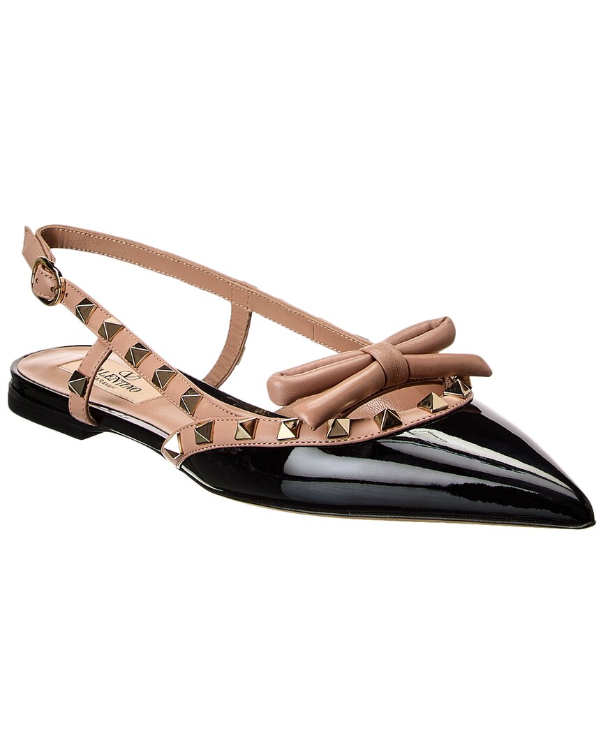 Valentino Women's Rockstud Bow Slingback Ballerina In Black
