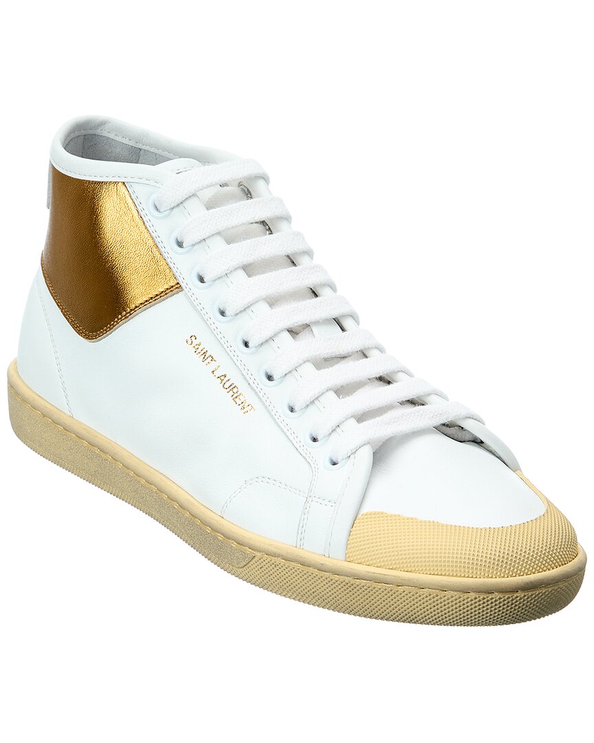 Shop Saint Laurent Sl/29 Leather Sneaker In White