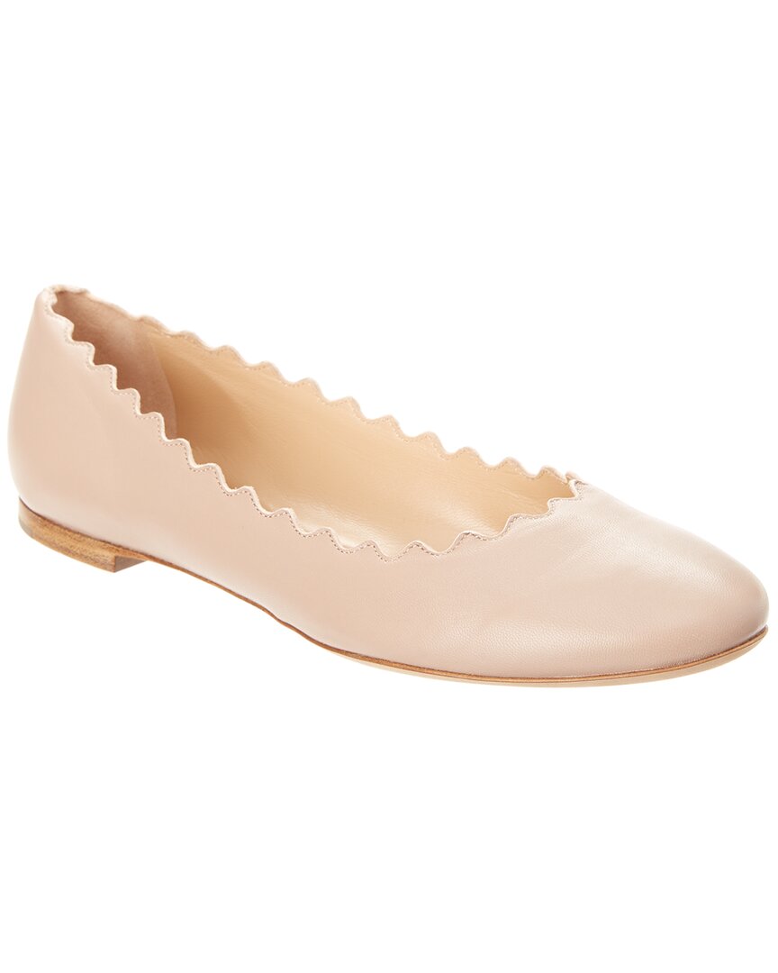 Shop Chloé Lauren Scalloped Leather Ballerina Flat In Pink
