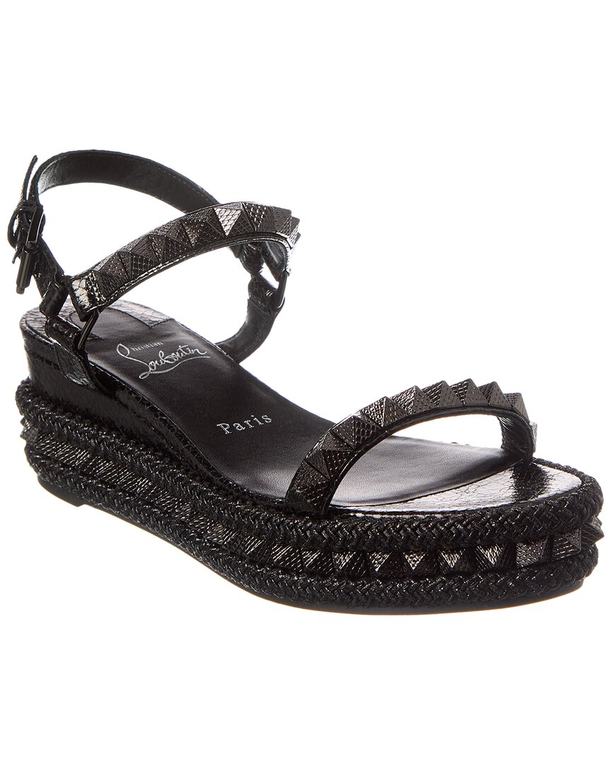Christian Louboutin Pyraclou 60 Studded Leather Platform Sandals In Black