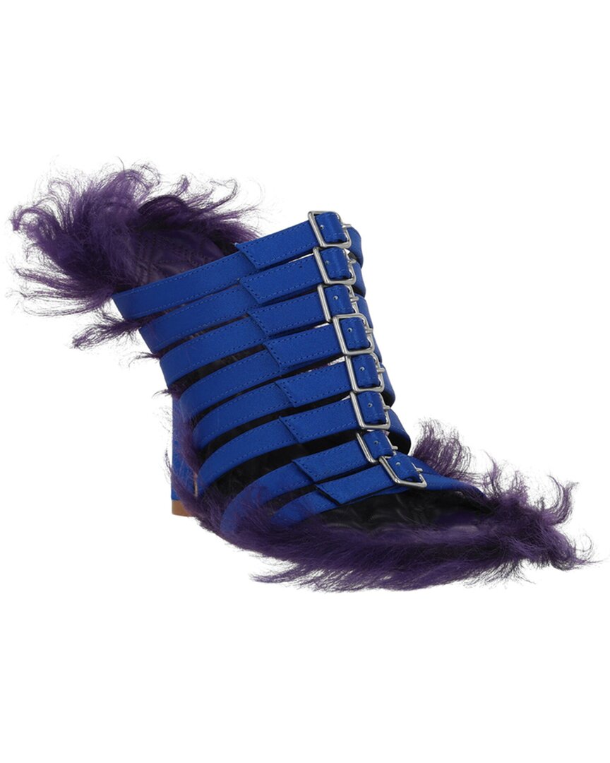 Burberry Satin Feather Square Toe Sandals In Blue
