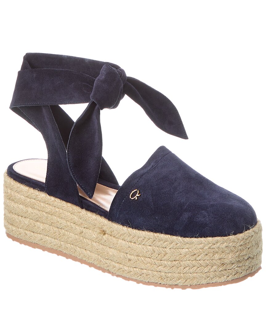 Gianvito Rossi Almeria 40 Suede Platform Sandal In Blue