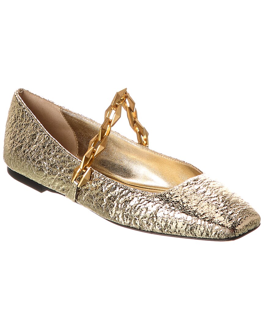 Jimmy Choo Diamond Tilda Metallic Leather Ballet Flats In Gold