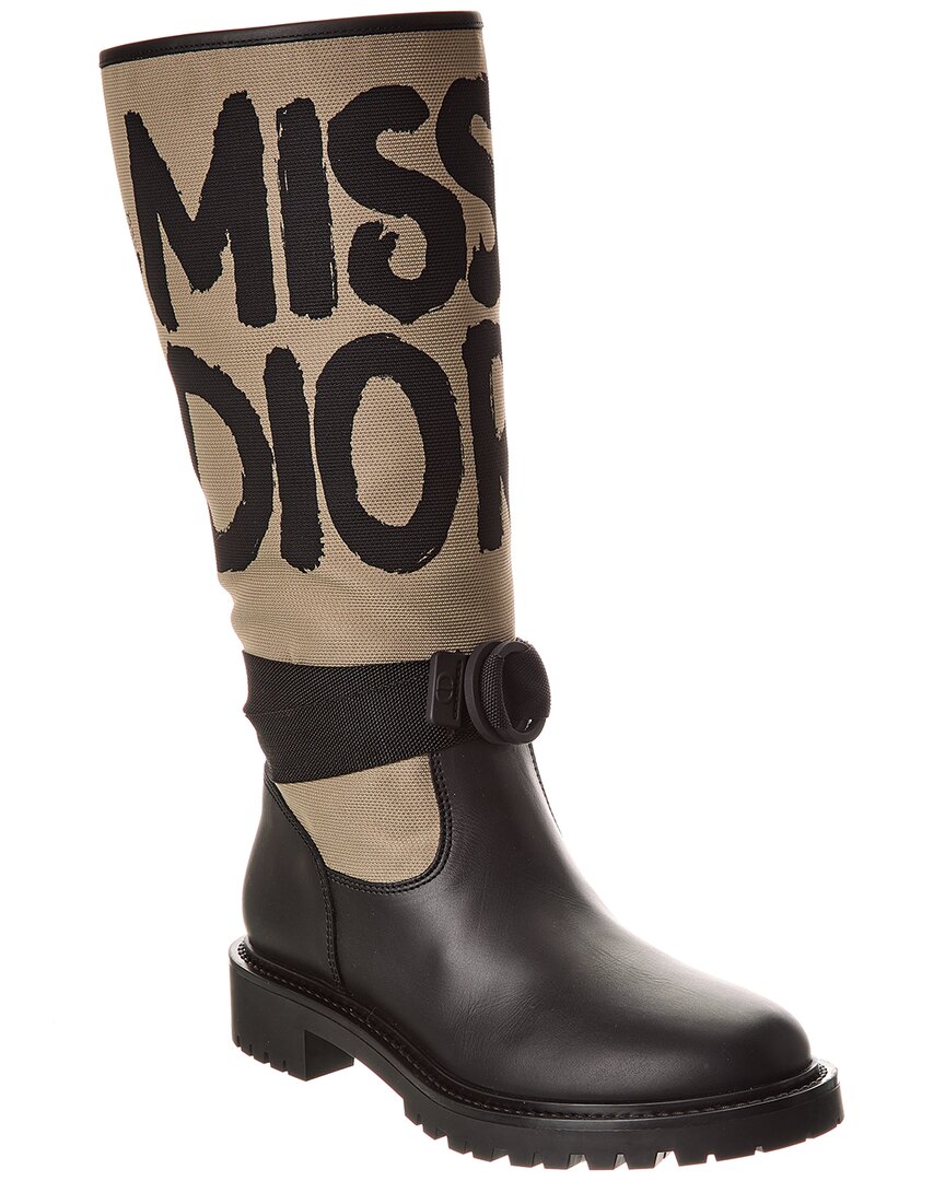 DIOR DIOR D-MAJOR CANVAS & LEATHER KNEE-HIGH BOOT