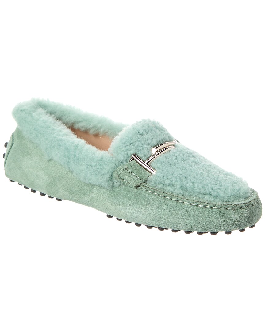 Tod's Tods Suede & Shearling Loafer In Green