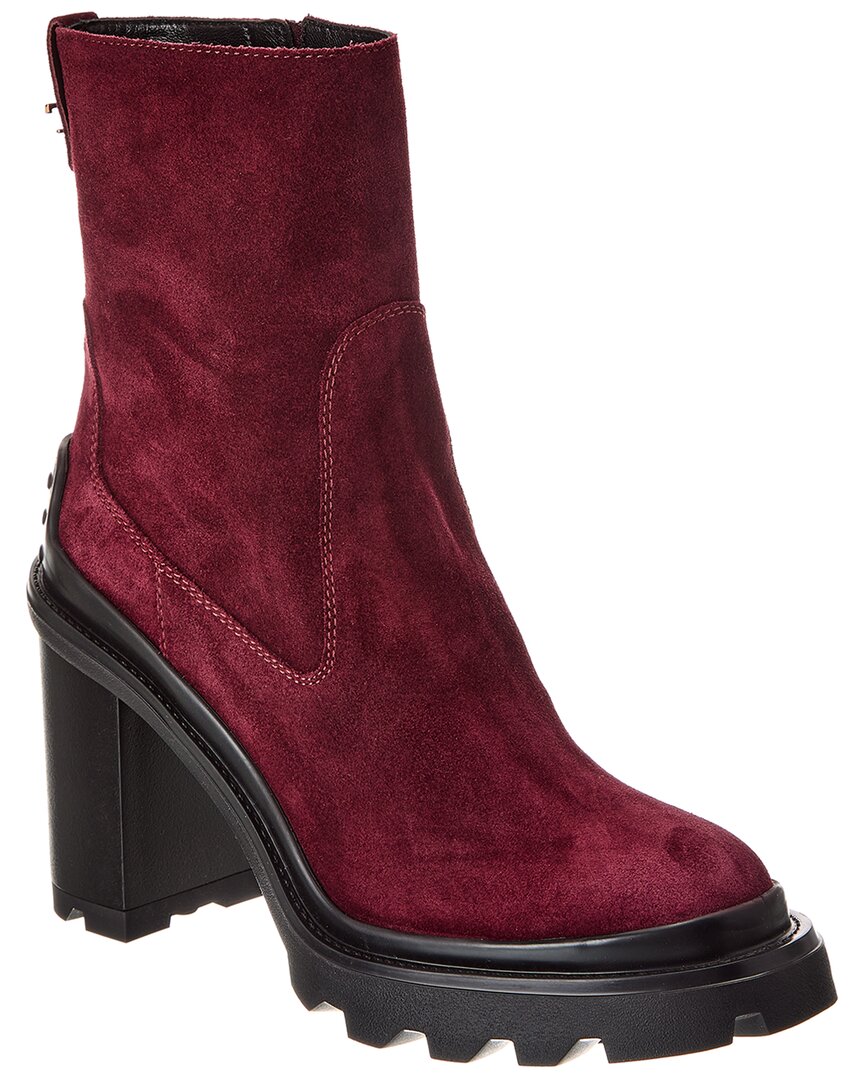 Tod's Tods Gomma Suede Bootie In Red