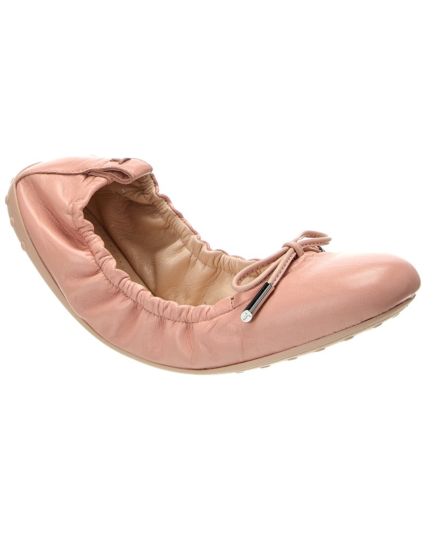 Tod's Leather Ballerina Flat In Pink