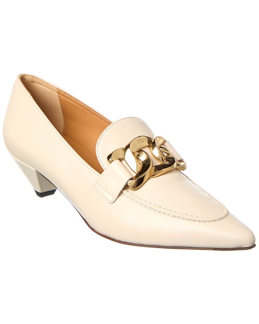 Shop Tod's Leather Pump In White