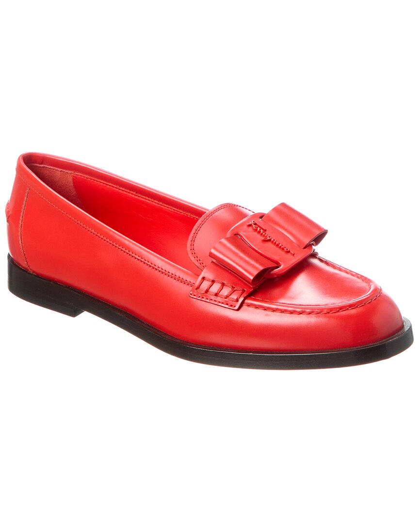 Ferragamo Vivaldo Logo-plaque Loafers In Red