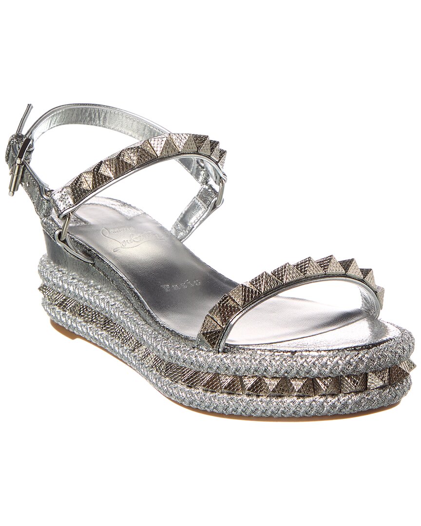 CHRISTIAN LOUBOUTIN CHRISTIAN LOUBOUTIN PYRACLOU 60 LEATHER WEDGE SANDAL