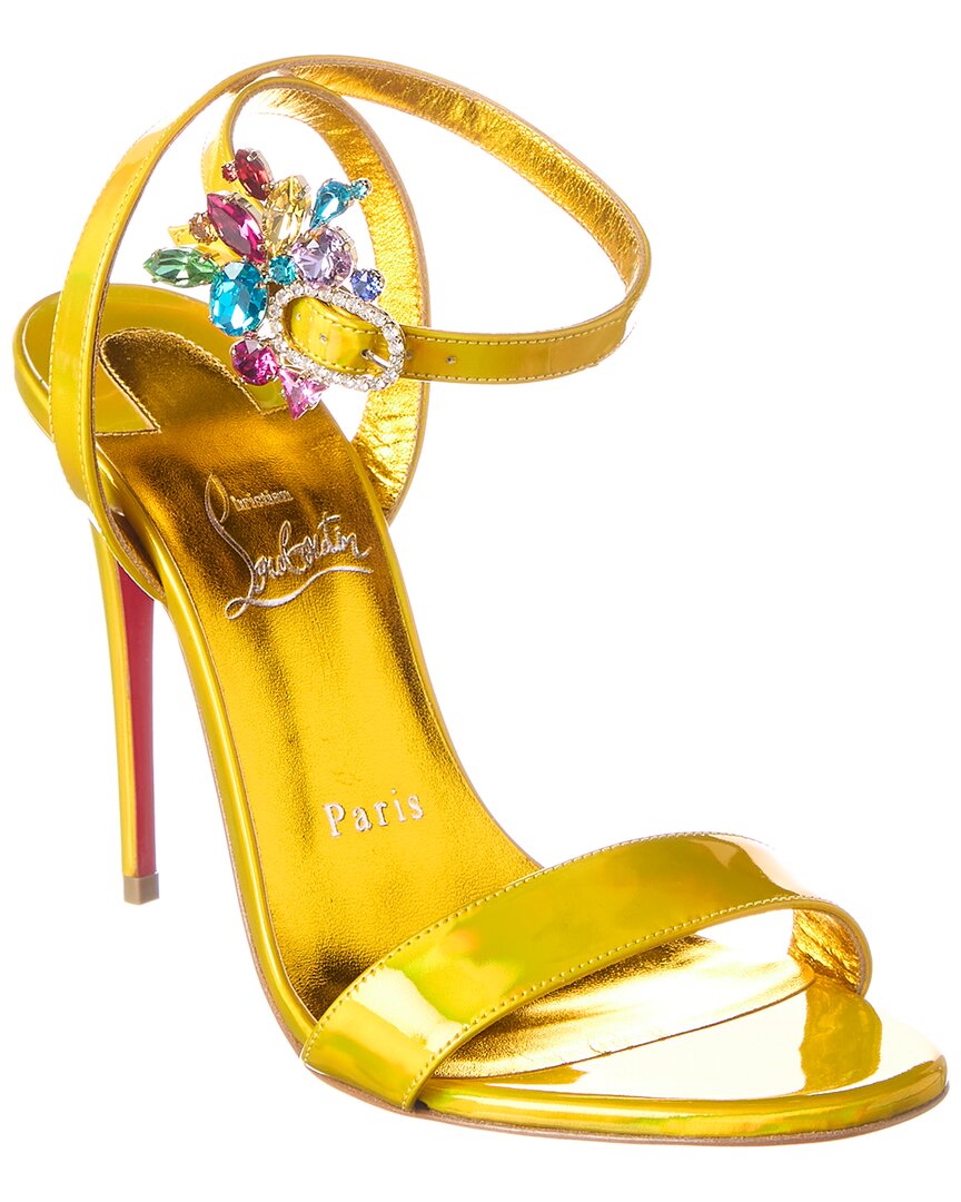 Shop Christian Louboutin Goldie Joli 100 Patent Sandal In Yellow