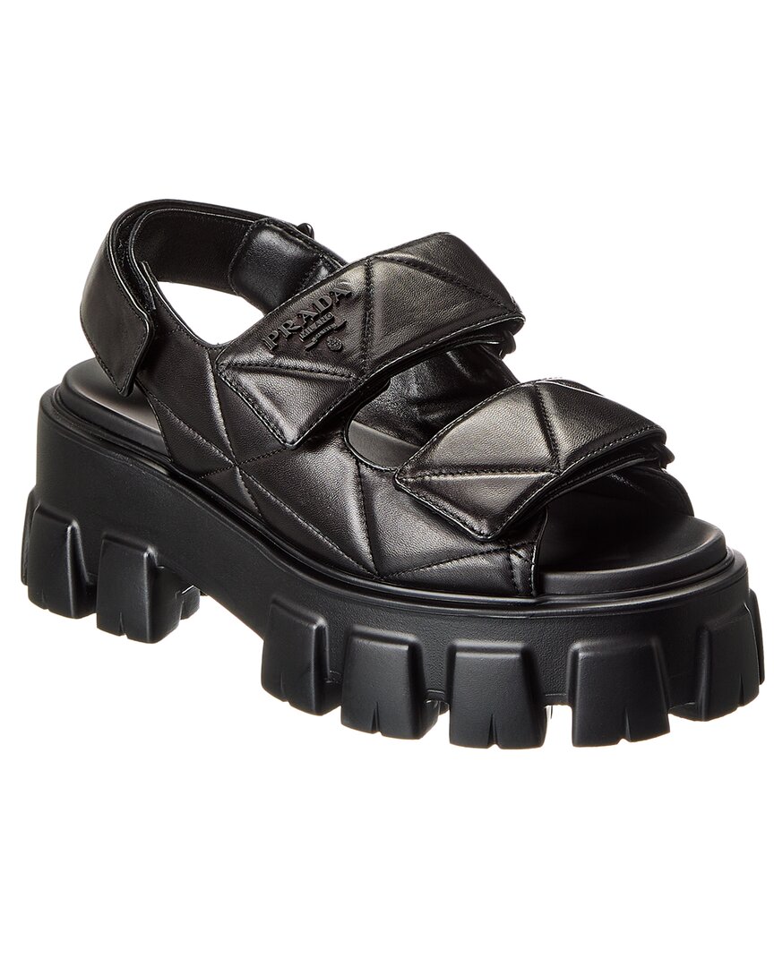 PRADA PRADA QUILTED LEATHER PLATFORM SANDAL