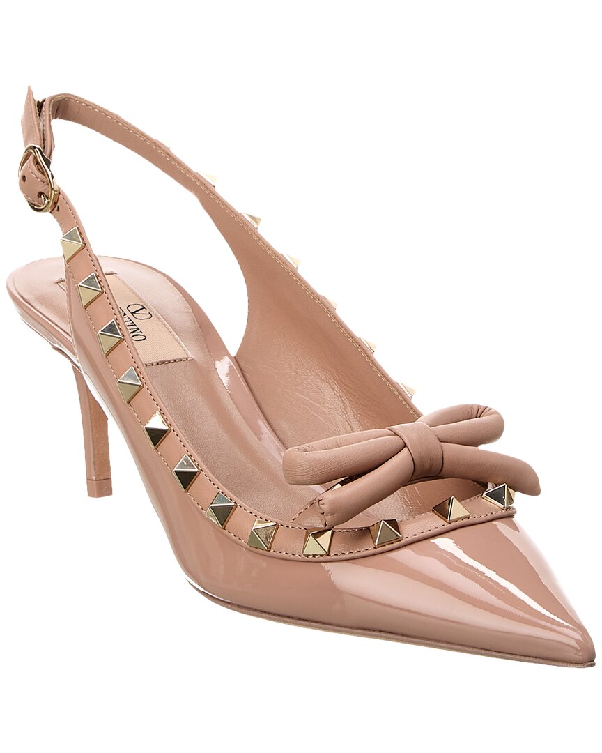 VALENTINO GARAVANI VALENTINO ROCKSTUD 60 PATENT SLINGBACK PUMP 