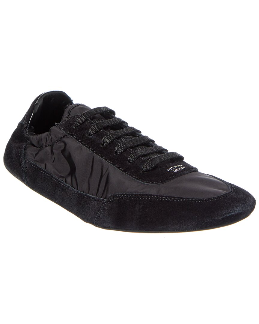 Prada Collapse Sneaker Aus Re-nylon Und Wildleder In Black
