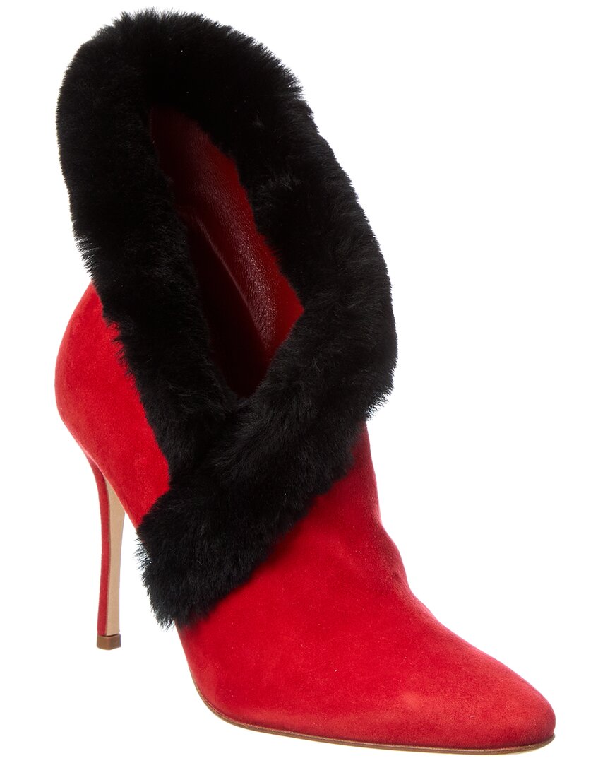 Manolo Blahnik Nestanu 105 Suede Boot In Red