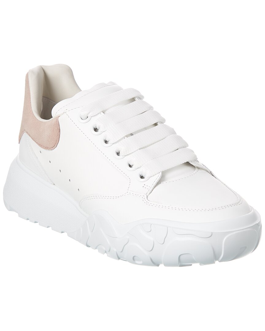 Alexander Mcqueen Oversized Leather Sneakers With Chunky Sole And Logo Detail In White