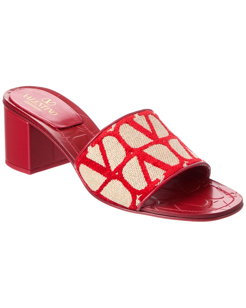 Valentino Vlogo 50 Toile Iconographe Canvas Sandal In Red