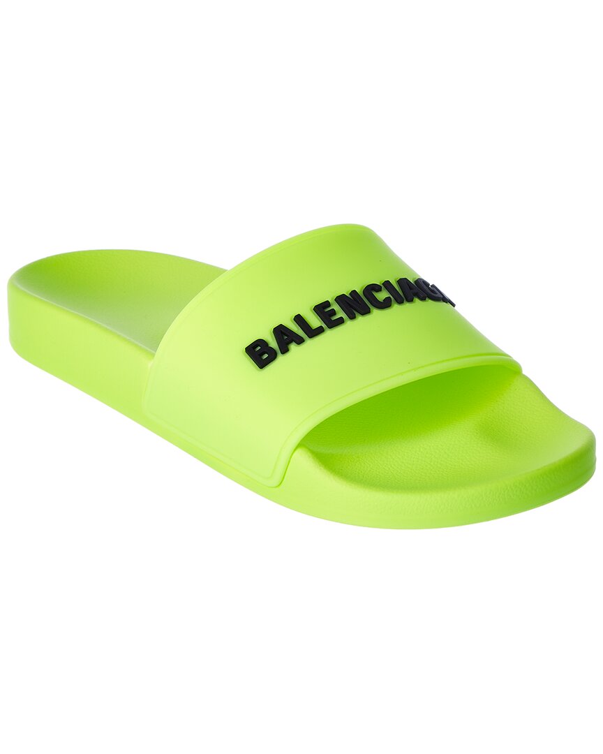 Balenciaga Logo Rubber Pool Slide In Yellow