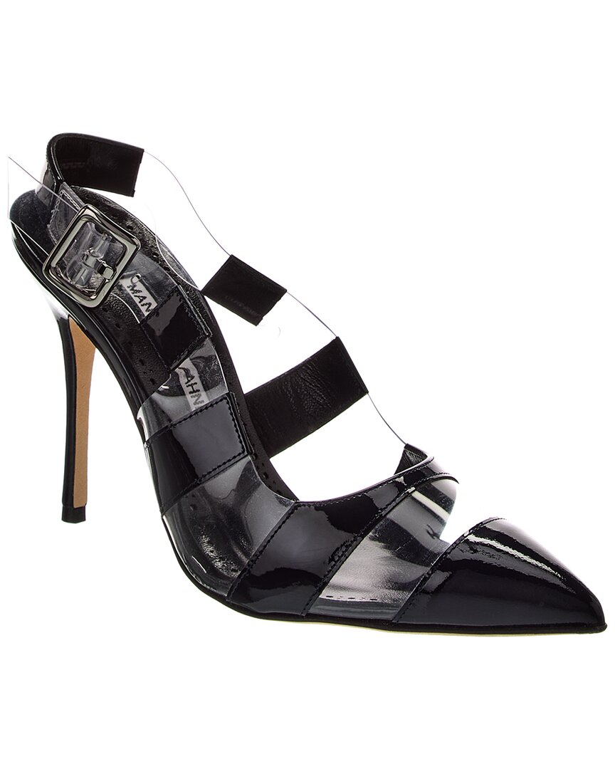 Manolo Blahnik Lixra 100 Vinyl & Patent Pump In Blue