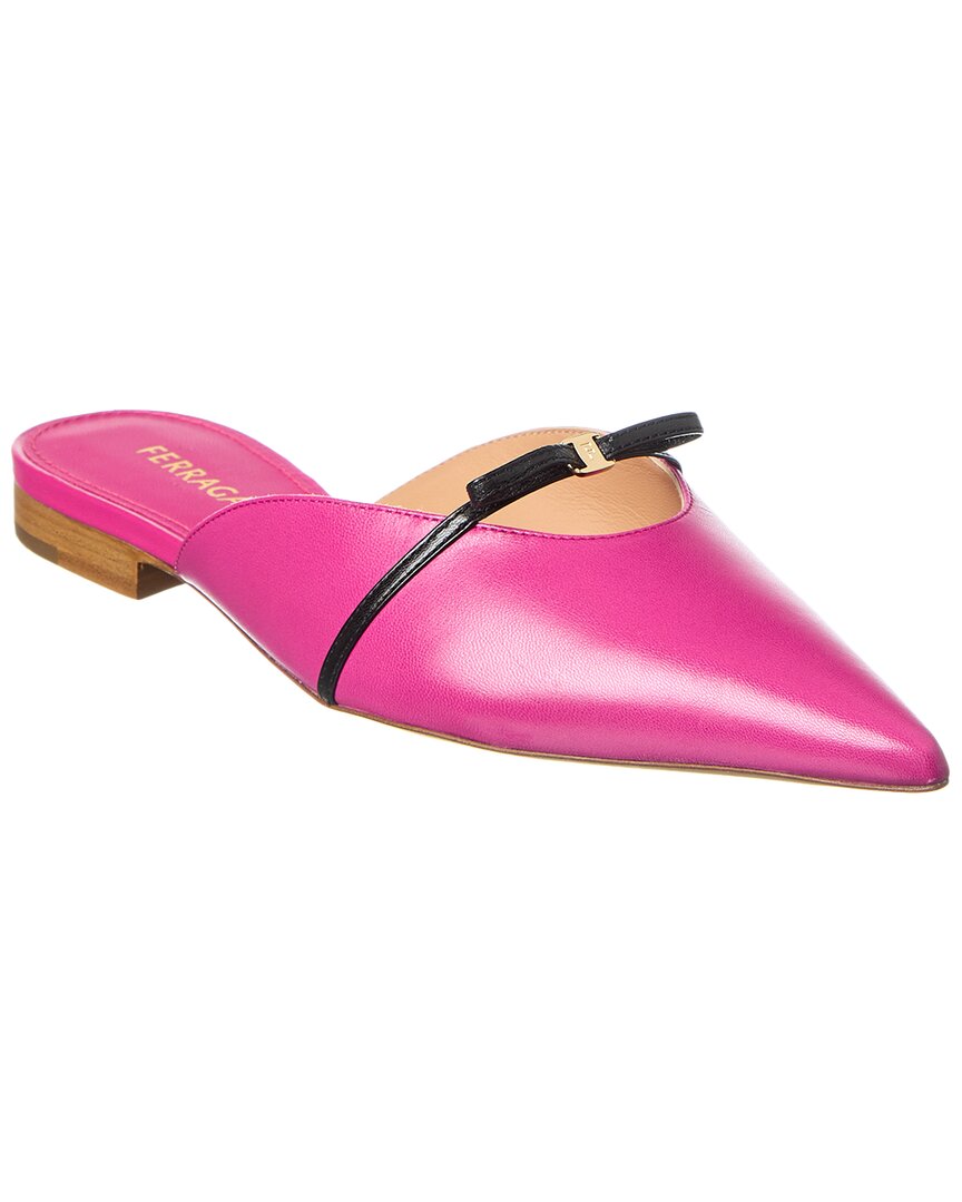Ferragamo Bow Mini Leather Mule In Pink