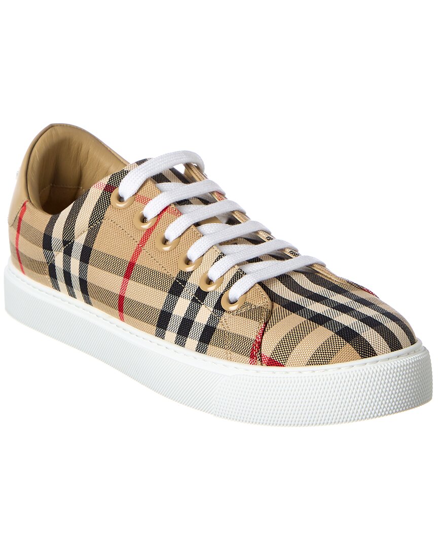 Shop Burberry Vintage Check Canvas Sneaker In Beige