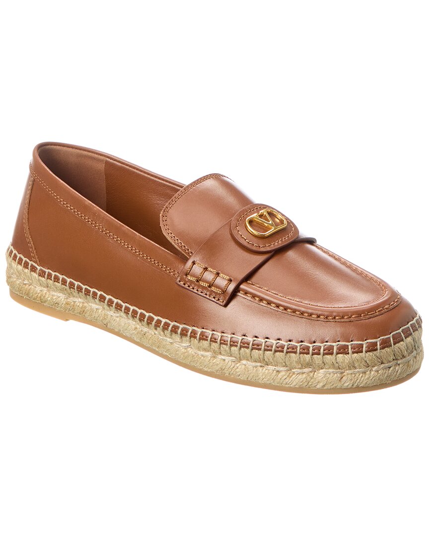 Valentino Vlogo Signature Leather Loafer In Brown